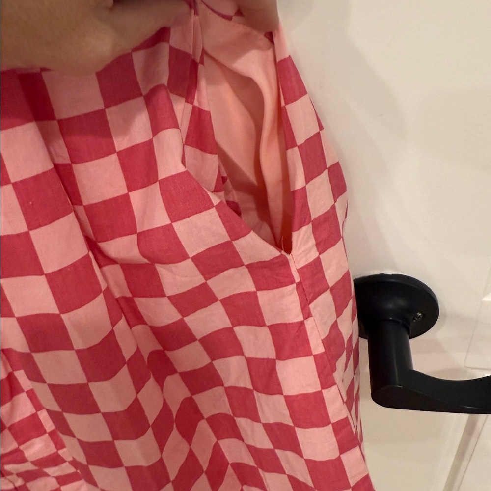 Moodie Pink and White Checkered Dress w/ Pockets - Picture 5 of 5